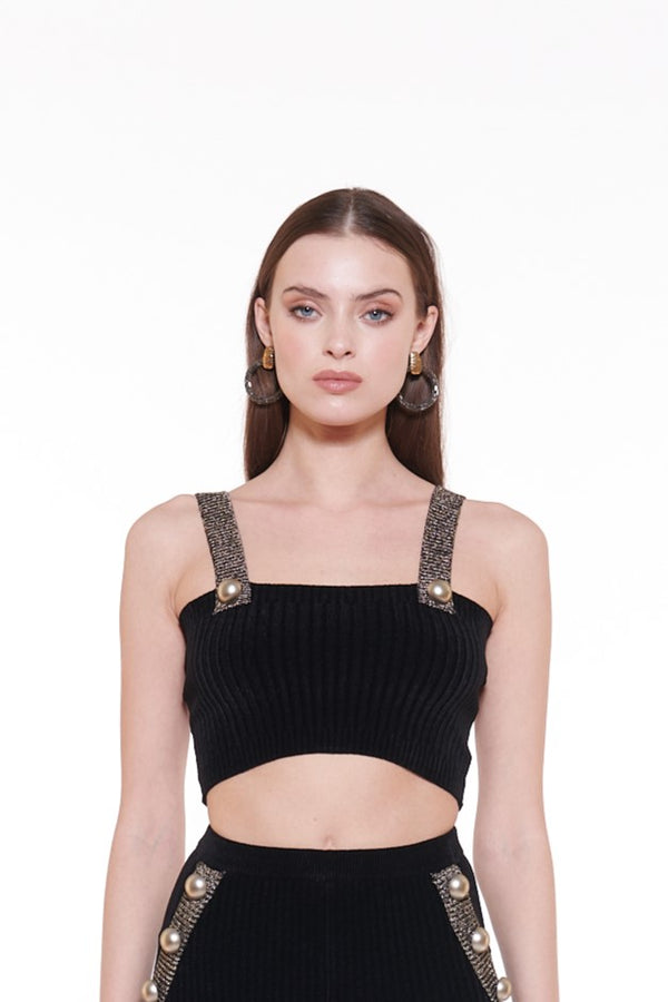 CROP-TOP  IN VELLUTO STRETCH