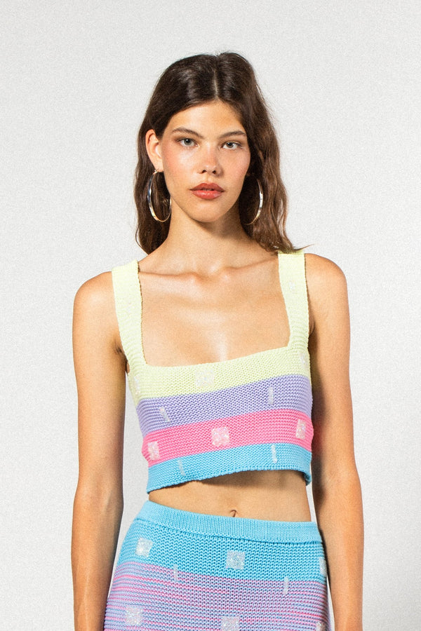 CROP-TOP CON PATCH DI CRISTALLI